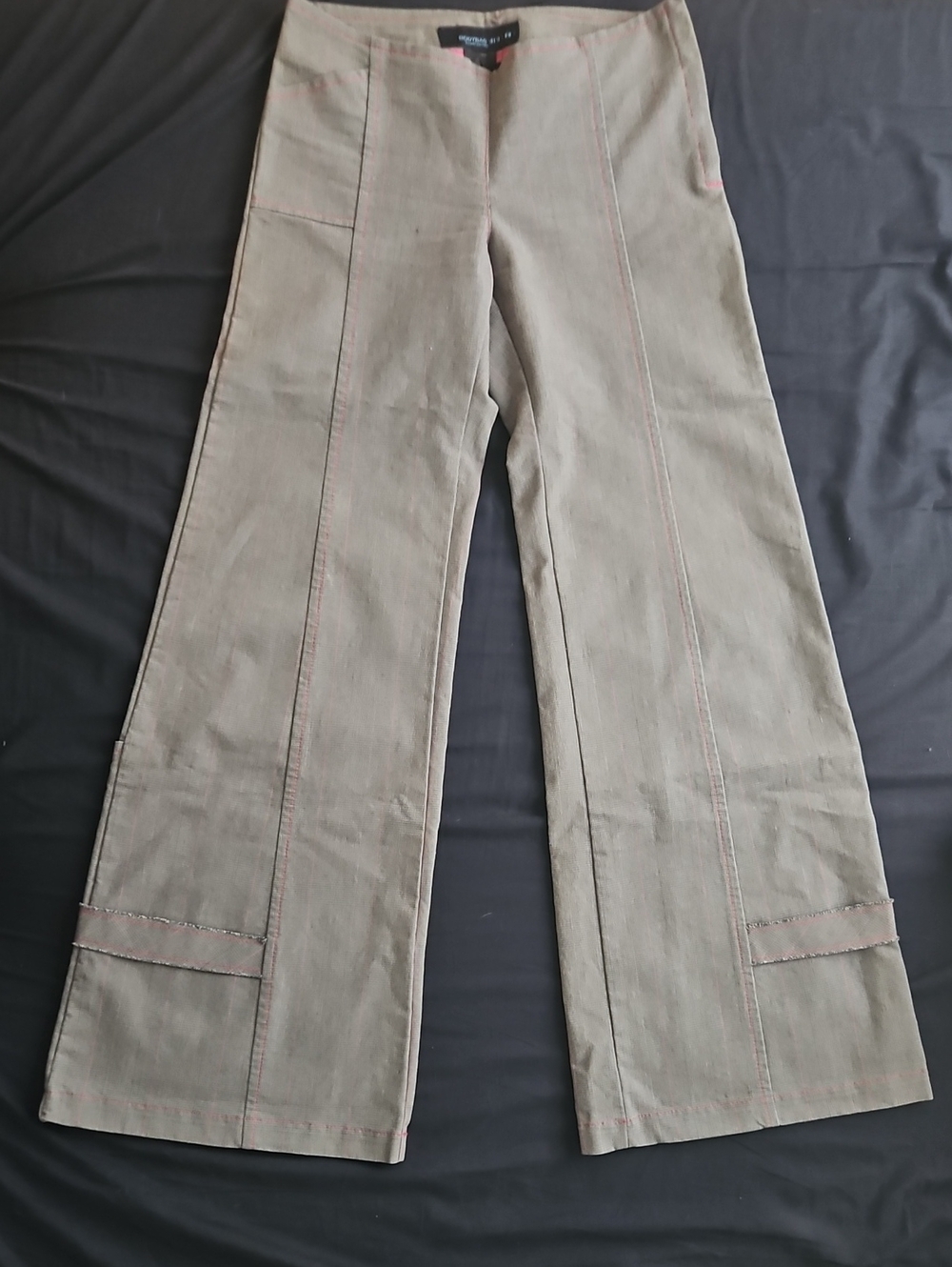 Wide-Leg Grey Trousers with Panel Detailing